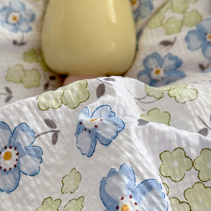 91家纺网 家纺一手货源 找家纺 家贝爱 2026新款轻氧泡泡棉被套 蓝色妖姬