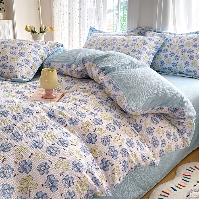 91家纺网 家纺一手货源 找家纺 家贝爱 2026新款轻氧泡泡棉被套 蓝色妖姬