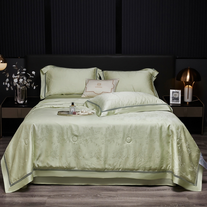 欧夏家纺 2026夏季莱赛尔天丝提花镂空夏被空调被夏凉被-花蝶舞 花蝶舞-豆绿