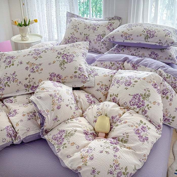 91家纺网 家纺一手货源 找家纺 家贝爱 2026新款轻氧泡泡棉被套 流光浅梦