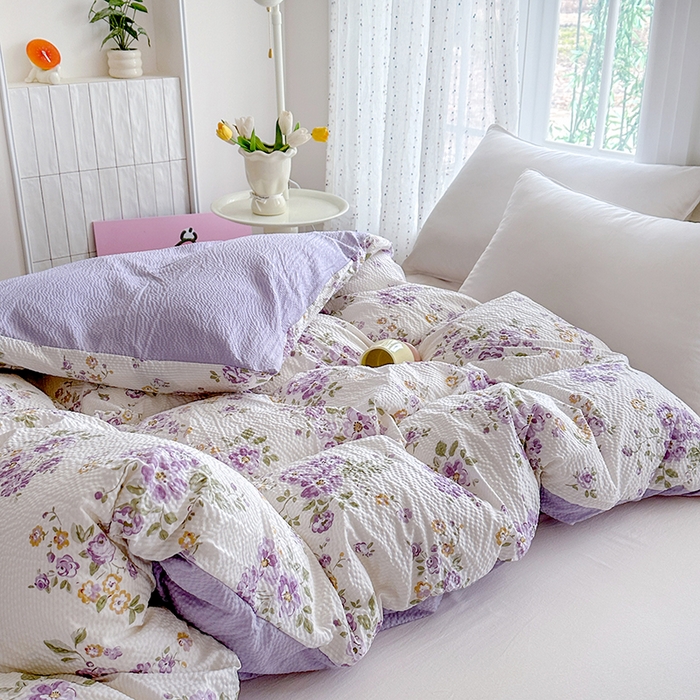 91家纺网 家纺一手货源 找家纺 家贝爱 2026新款轻氧泡泡棉被套 流光浅梦