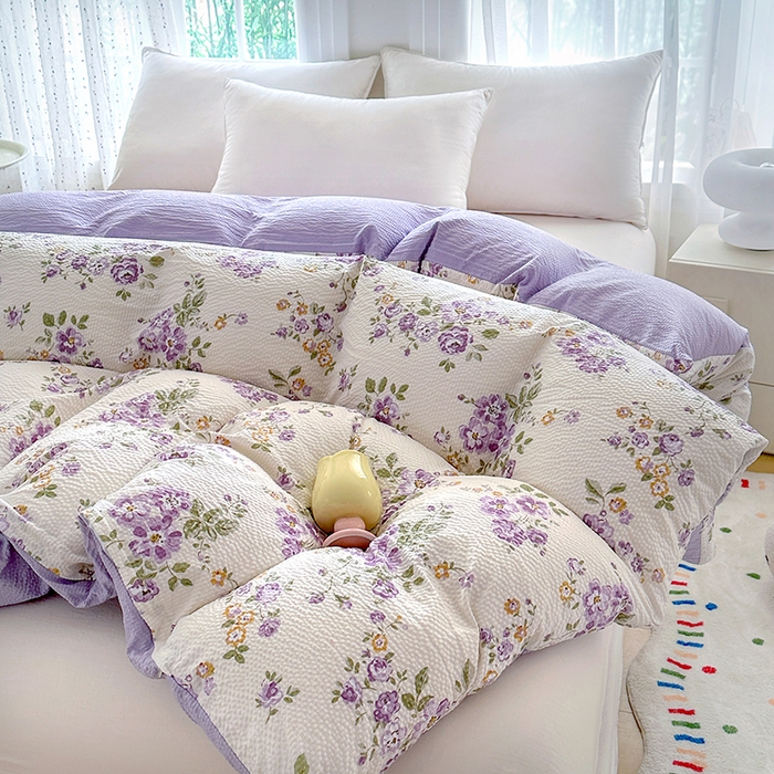 91家纺网 家纺一手货源 找家纺 家贝爱 2026新款轻氧泡泡棉被套 流光浅梦