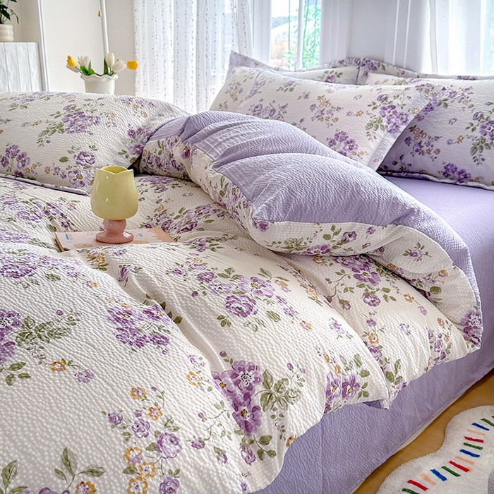 91家纺网 家纺一手货源 找家纺 家贝爱 2026新款轻氧泡泡棉被套 流光浅梦