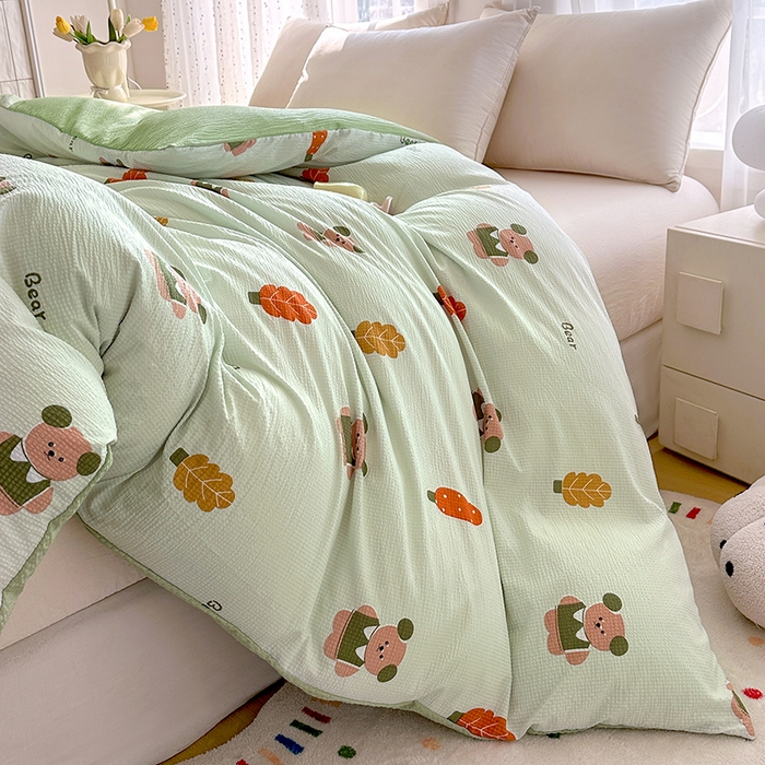 91家纺网 家纺一手货源 找家纺 家贝爱 2026新款轻氧泡泡棉被套 小熊木木