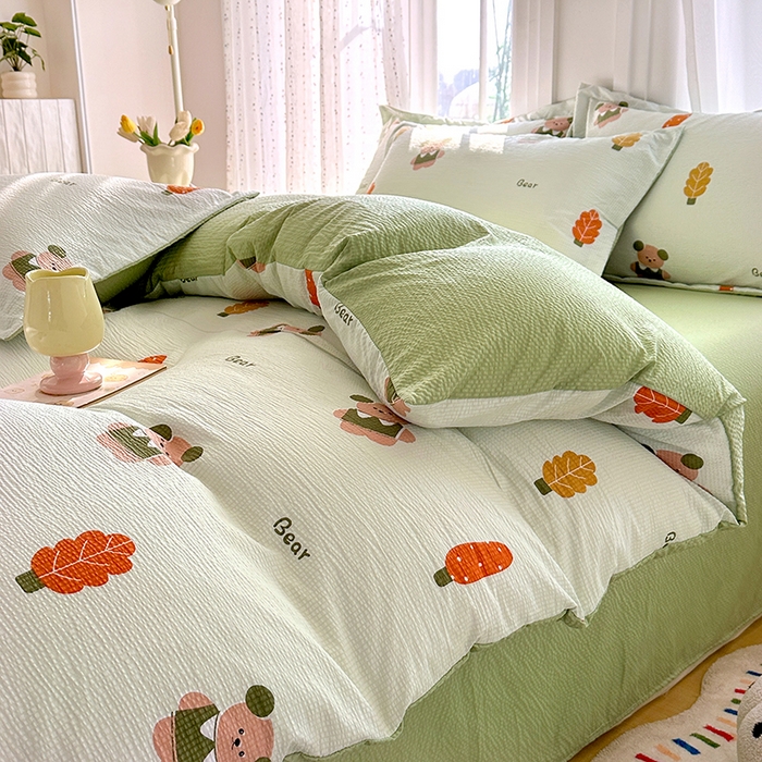 91家纺网 家纺一手货源 找家纺 家贝爱 2026新款轻氧泡泡棉被套 小熊木木