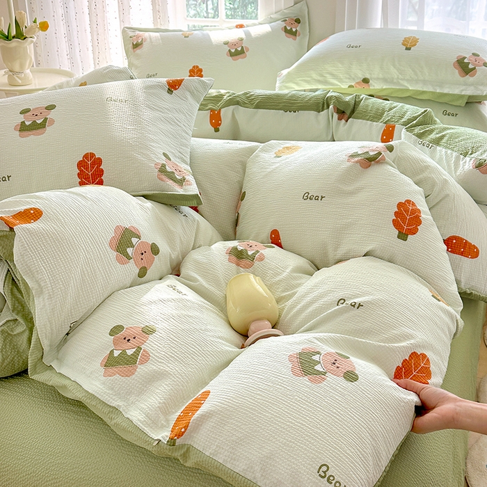 91家纺网 家纺一手货源 找家纺 家贝爱 2026新款轻氧泡泡棉被套 小熊木木