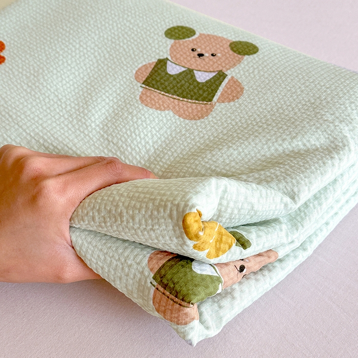 91家纺网 家纺一手货源 找家纺 家贝爱 2026新款轻氧泡泡棉被套 小熊木木