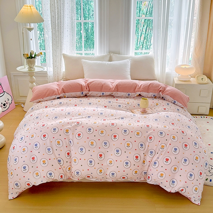 91家纺网 家纺一手货源 找家纺 家贝爱 2026新款轻氧泡泡棉被套 郁金香