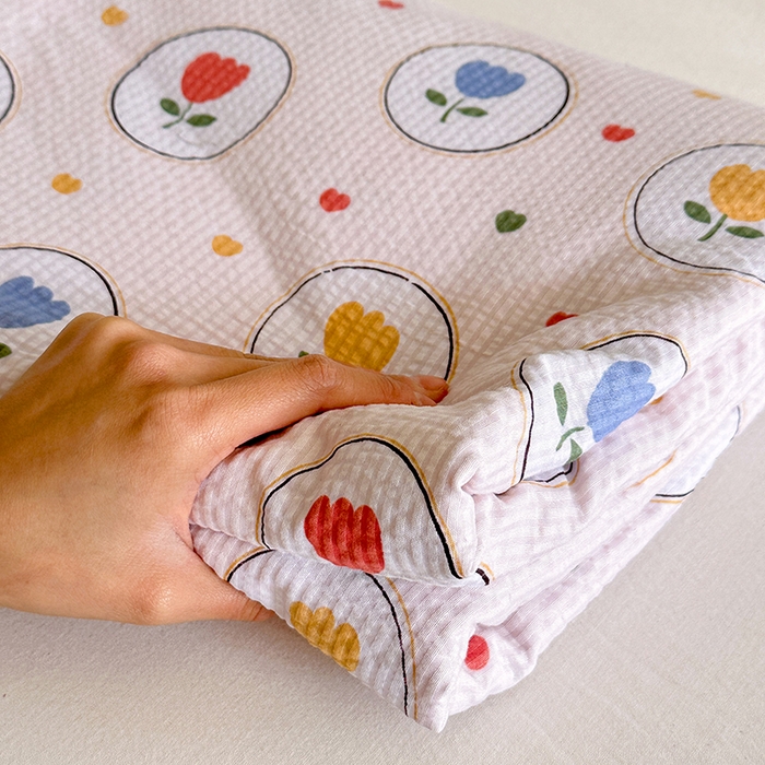 91家纺网 家纺一手货源 找家纺 家贝爱 2026新款轻氧泡泡棉被套 郁金香