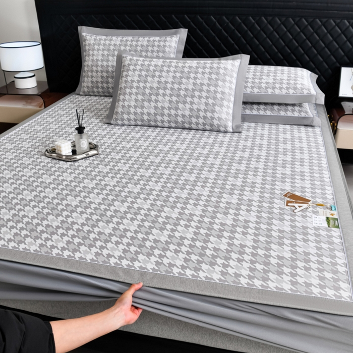 （总）小牛席业 2026新款PE千鸟格凉感冰丝席系列（床笠款）