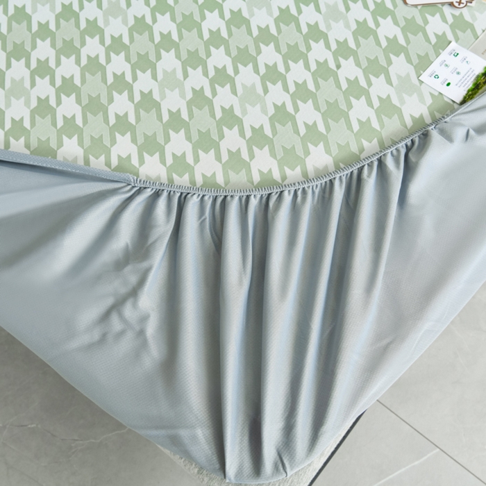 91家纺网 家纺一手货源 找家纺 小牛席业 2026新款PE千鸟格凉感冰丝席系列（床笠款） 绿色