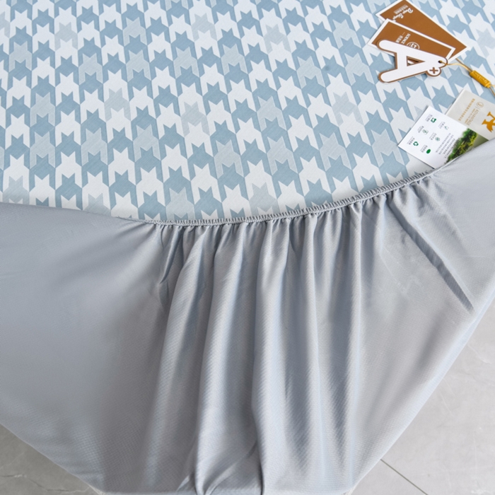 91家纺网 家纺一手货源 找家纺 小牛席业 2026新款PE千鸟格凉感冰丝席系列（床笠款） 蓝色