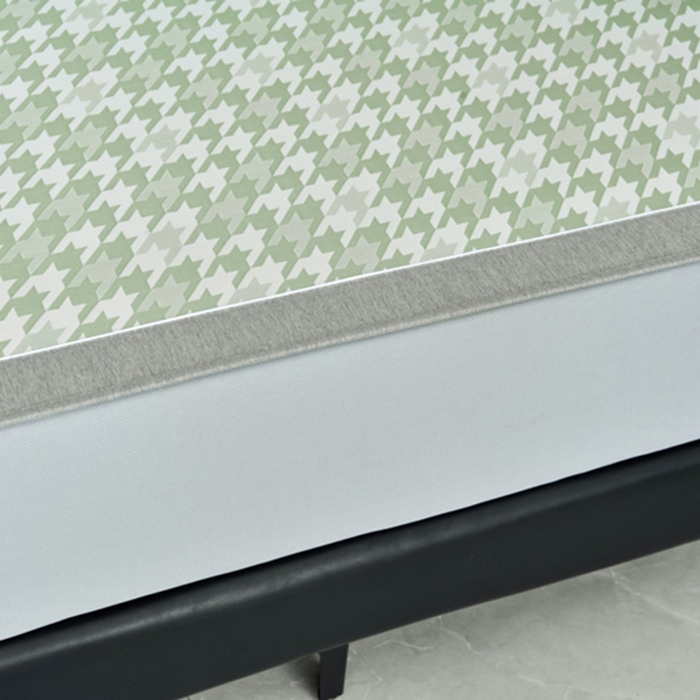 91家纺网 家纺一手货源 找家纺 小牛席业 2026新款PE千鸟格凉感冰丝席系列（床笠款） 绿色