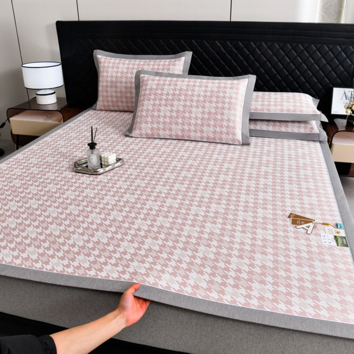 （总）小牛席业 2026新款PE千鸟格凉感冰丝席席子凉席