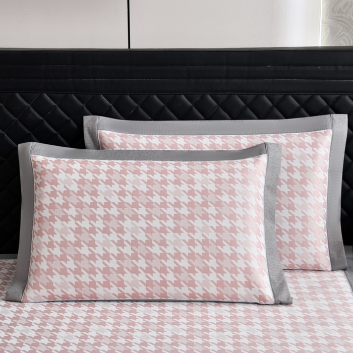 91家纺网 家纺一手货源 找家纺 小牛席业 2026新款PE千鸟格凉感冰丝席席子凉席 粉色