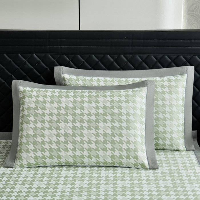 91家纺网 家纺一手货源 找家纺 小牛席业 2026新款PE千鸟格凉感冰丝席席子凉席 绿色