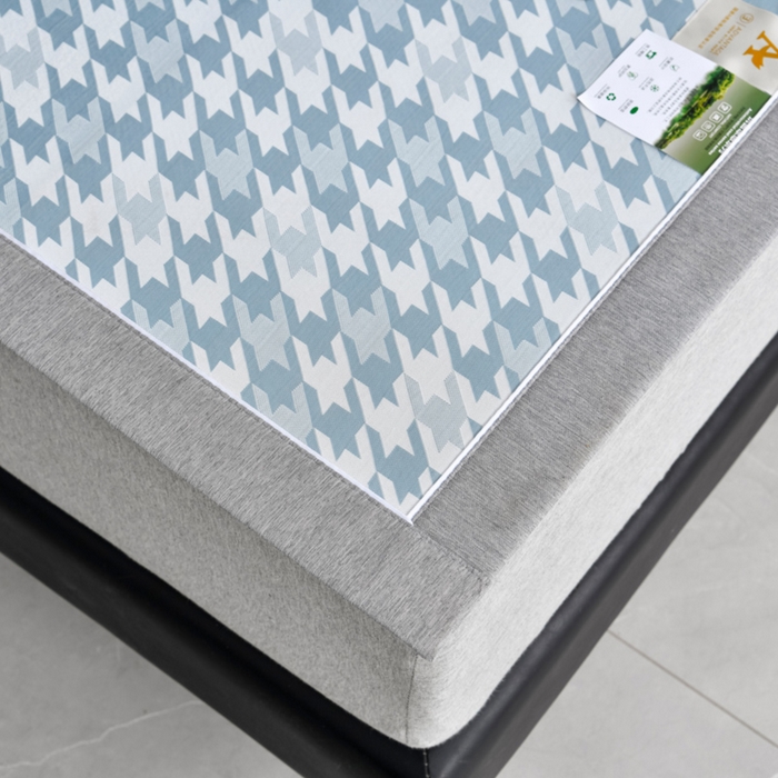 91家纺网 家纺一手货源 找家纺 小牛席业 2026新款PE千鸟格凉感冰丝席席子凉席 蓝色