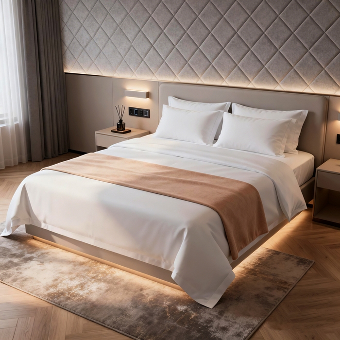 91家纺网 家纺一手货源 找家纺 （总）宜眠家纺 2026全棉贡缎高端新款连锁酒店四件套40支贡缎全棉纯棉五星级酒店宾馆四件套