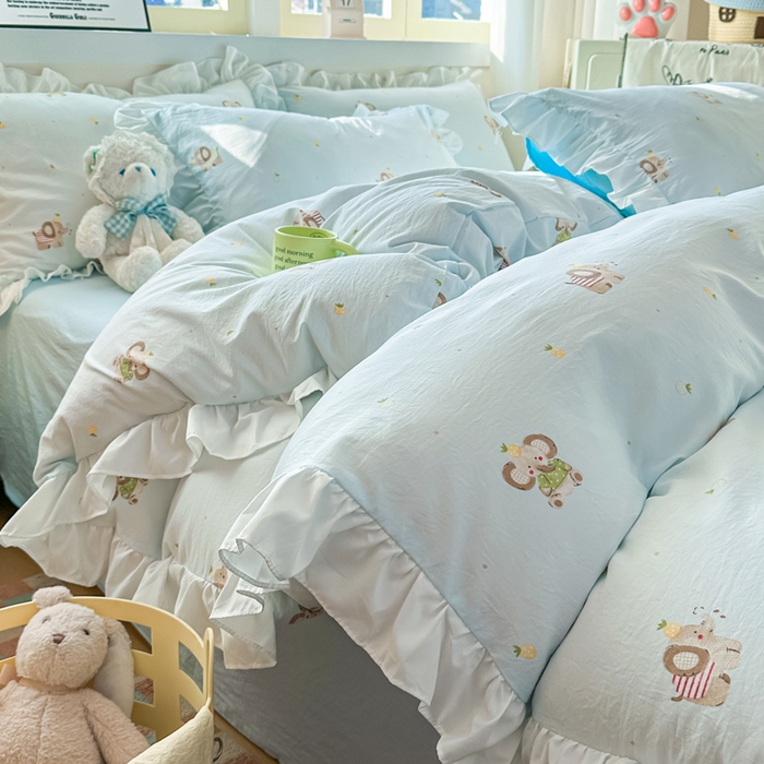 91家纺网 家纺一手货源 找家纺 （总）逸尚阁家纺 2026新款水洗仿棉印花花边四件套-终版