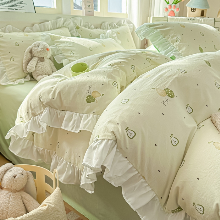 91家纺网 家纺一手货源 找家纺 （总）逸尚阁家纺 2026新款水洗仿棉印花花边四件套-终版