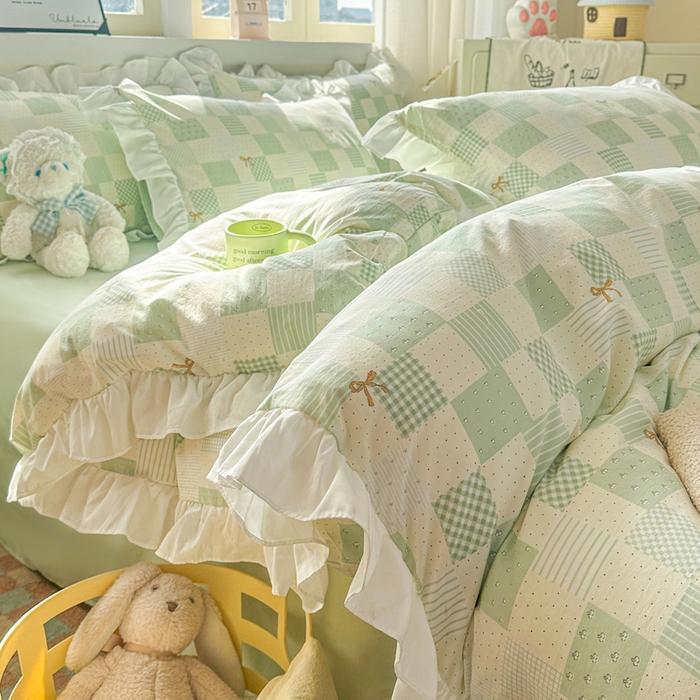 91家纺网 家纺一手货源 找家纺 （总）逸尚阁家纺 2026新款水洗仿棉印花花边四件套-终版