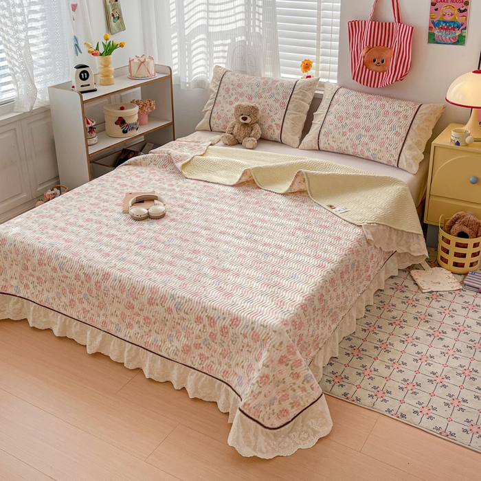 91家纺网 家纺一手货源 找家纺 （总）岚吉家纺 2026年新款A类法式全棉花边床盖三件套四件套