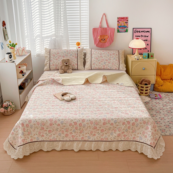 91家纺网 家纺一手货源 找家纺 （总）岚吉家纺 2026年新款A类法式全棉花边床盖三件套四件套