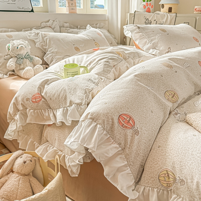 91家纺网 家纺一手货源 找家纺 （总）逸尚阁家纺 2026新款水洗仿棉印花花边四件套-终版