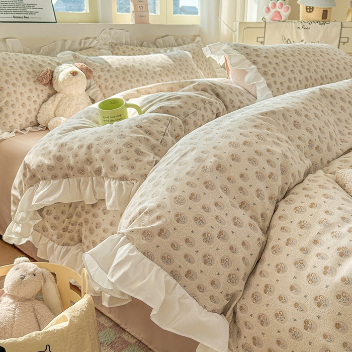 91家纺网 家纺一手货源 找家纺 （总）逸尚阁家纺 2026新款水洗仿棉印花花边四件套-终版