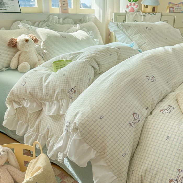 91家纺网 家纺一手货源 找家纺 （总）逸尚阁家纺 2026新款水洗仿棉印花花边四件套-终版