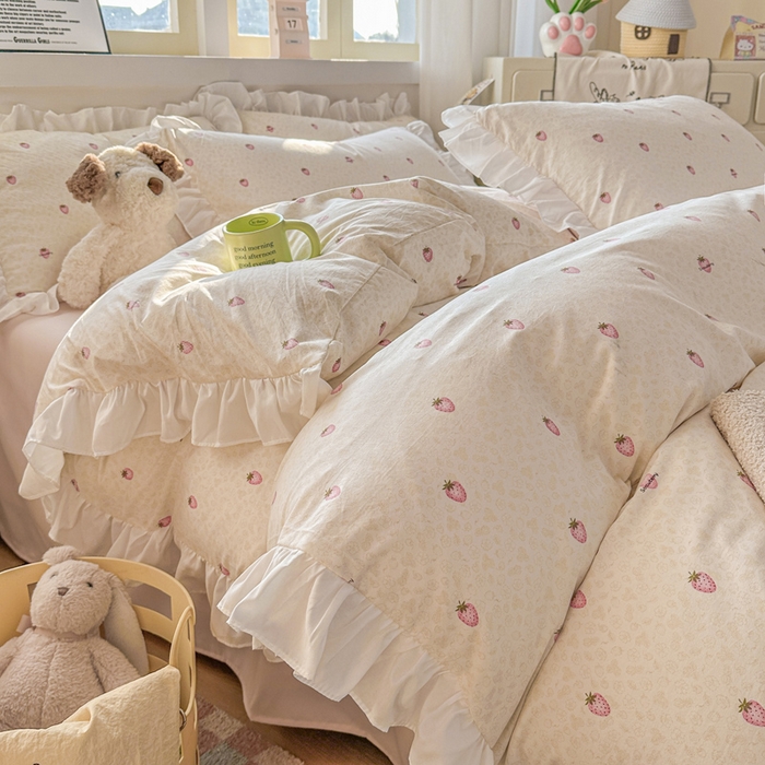 91家纺网 家纺一手货源 找家纺 （总）逸尚阁家纺 2026新款水洗仿棉印花花边四件套-终版