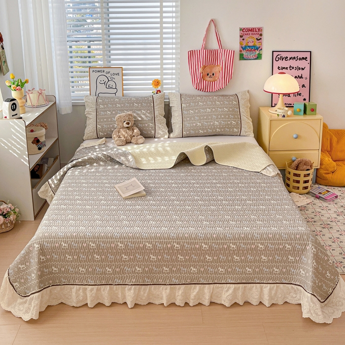 91家纺网 家纺一手货源 找家纺 岚吉家纺 2026年新款A类法式全棉花边床盖三件套四件套 恋歌