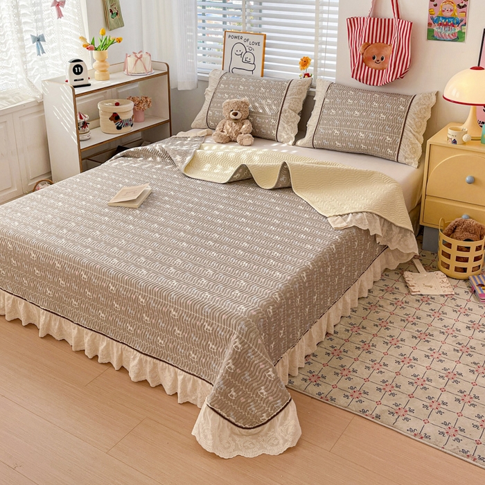 91家纺网 家纺一手货源 找家纺 岚吉家纺 2026年新款A类法式全棉花边床盖三件套四件套 恋歌