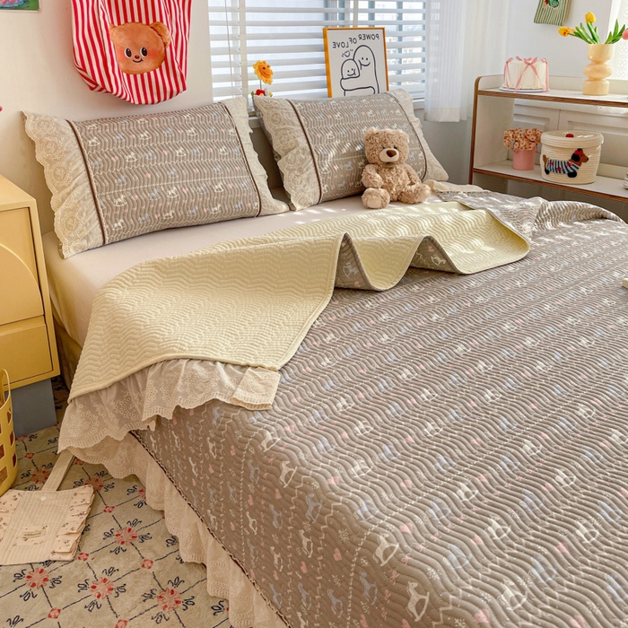 91家纺网 家纺一手货源 找家纺 岚吉家纺 2026年新款A类法式全棉花边床盖三件套四件套 恋歌