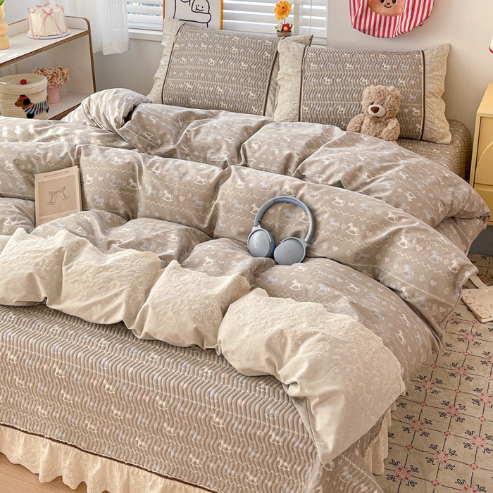 91家纺网 家纺一手货源 找家纺 岚吉家纺 2026年新款A类法式全棉花边床盖三件套四件套 恋歌