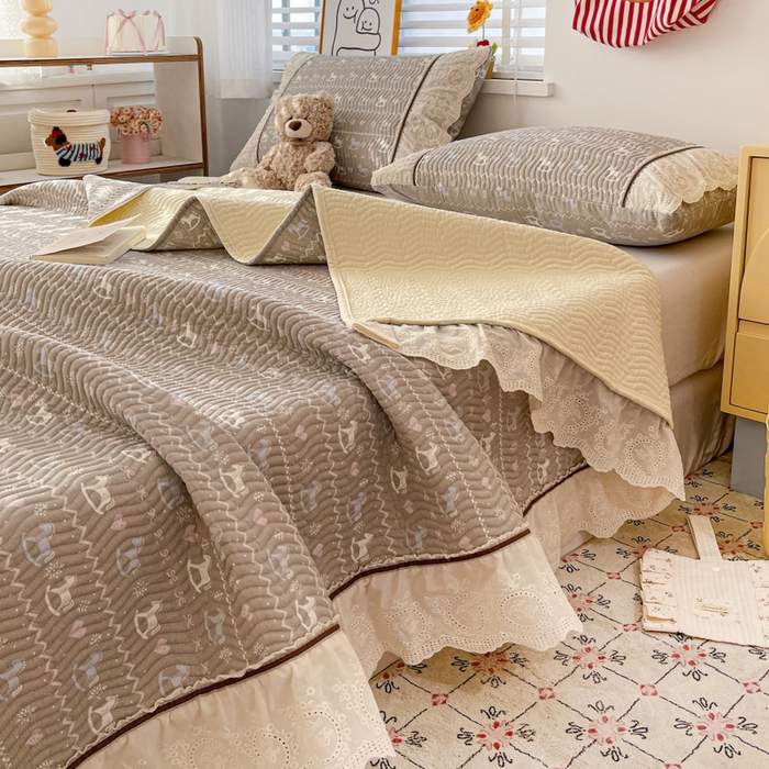 91家纺网 家纺一手货源 找家纺 岚吉家纺 2026年新款A类法式全棉花边床盖三件套四件套 恋歌