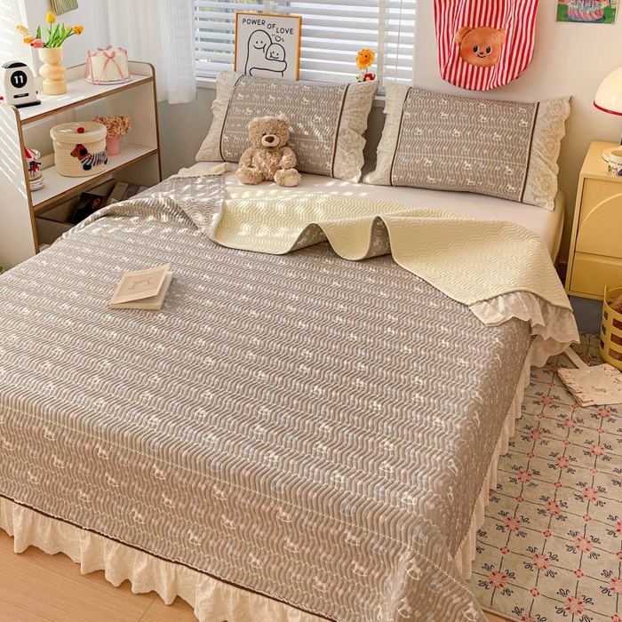 91家纺网 家纺一手货源 找家纺 岚吉家纺 2026年新款A类法式全棉花边床盖三件套四件套 恋歌