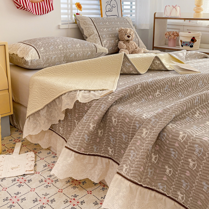 91家纺网 家纺一手货源 找家纺 岚吉家纺 2026年新款A类法式全棉花边床盖三件套四件套 恋歌