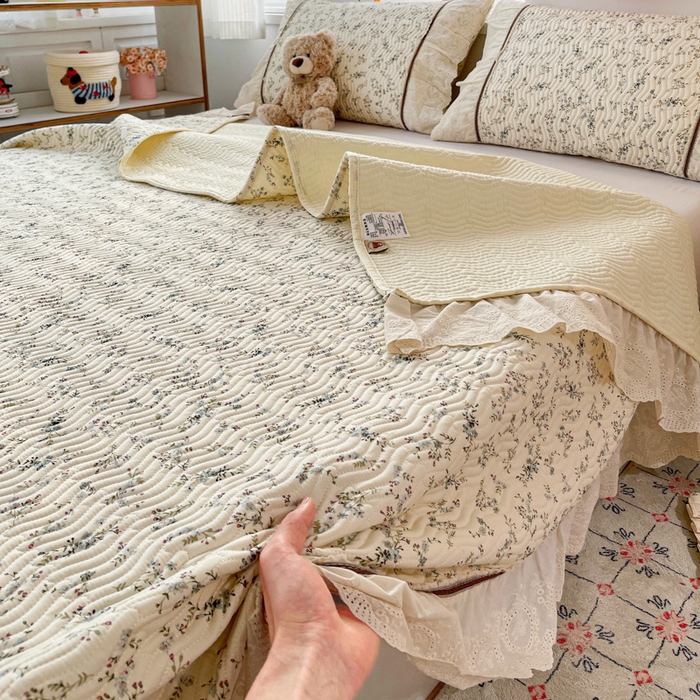 91家纺网 家纺一手货源 找家纺 岚吉家纺 2026年新款A类法式全棉花边床盖三件套四件套 暮色