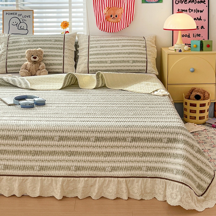 91家纺网 家纺一手货源 找家纺 岚吉家纺 2026年新款A类法式全棉花边床盖三件套四件套 时光