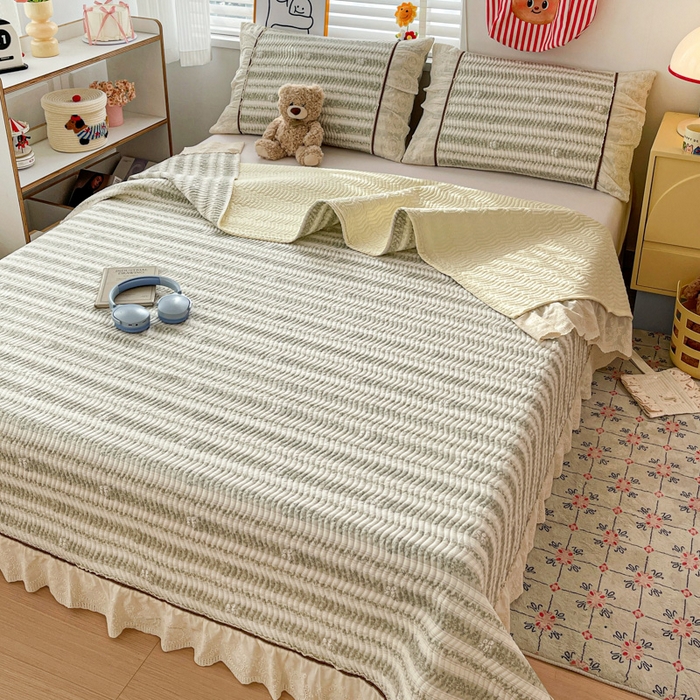 91家纺网 家纺一手货源 找家纺 岚吉家纺 2026年新款A类法式全棉花边床盖三件套四件套 时光