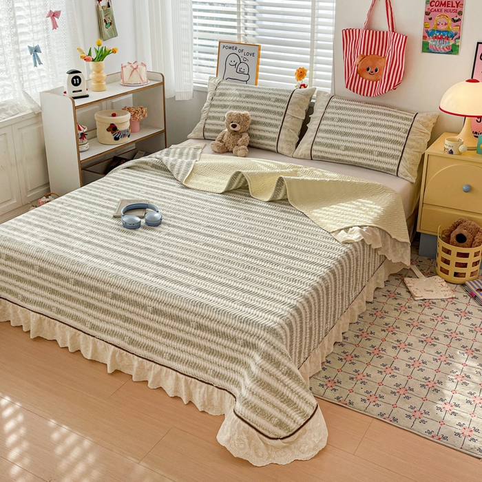 91家纺网 家纺一手货源 找家纺 岚吉家纺 2026年新款A类法式全棉花边床盖三件套四件套 时光