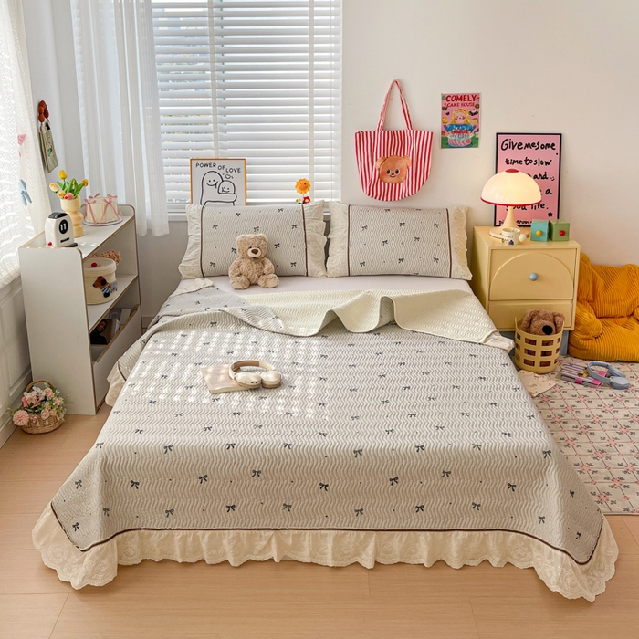 91家纺网 家纺一手货源 找家纺 岚吉家纺 2026年新款A类法式全棉花边床盖三件套四件套 星辰