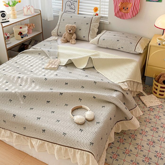 91家纺网 家纺一手货源 找家纺 岚吉家纺 2026年新款A类法式全棉花边床盖三件套四件套 星辰