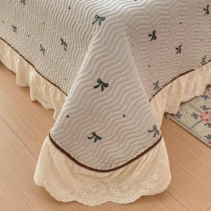 91家纺网 家纺一手货源 找家纺 岚吉家纺 2026年新款A类法式全棉花边床盖三件套四件套 星辰