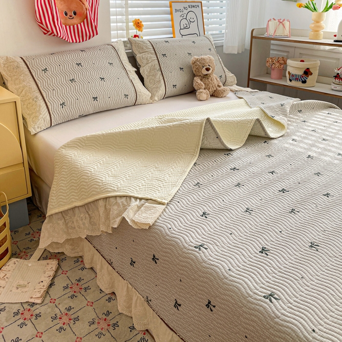 91家纺网 家纺一手货源 找家纺 岚吉家纺 2026年新款A类法式全棉花边床盖三件套四件套 星辰