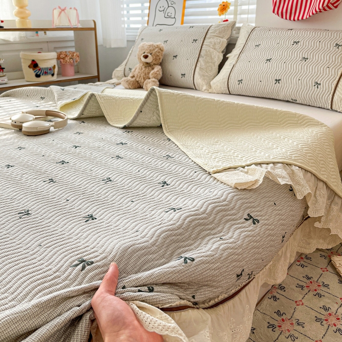 91家纺网 家纺一手货源 找家纺 岚吉家纺 2026年新款A类法式全棉花边床盖三件套四件套 星辰