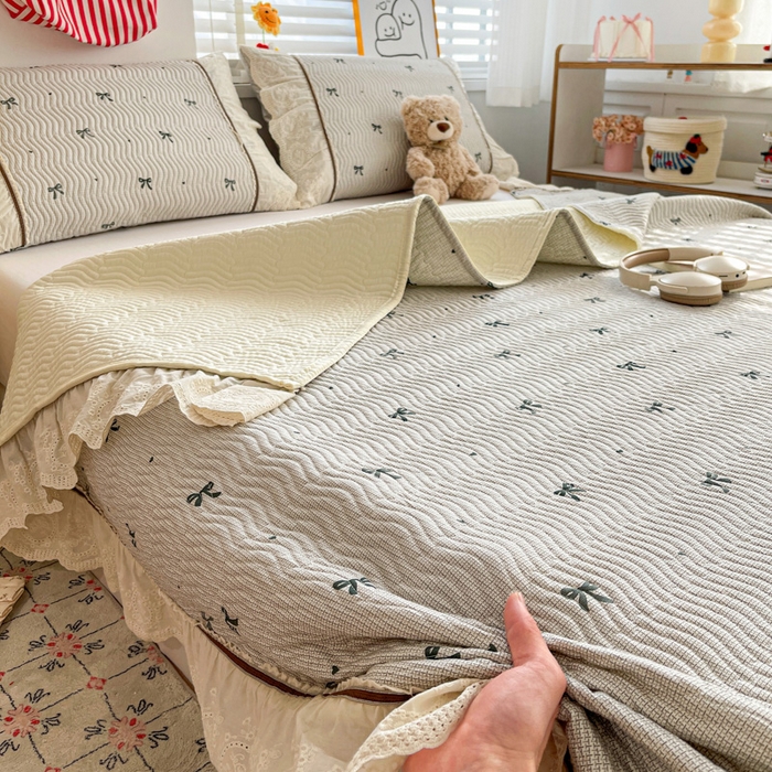 91家纺网 家纺一手货源 找家纺 岚吉家纺 2026年新款A类法式全棉花边床盖三件套四件套 星辰