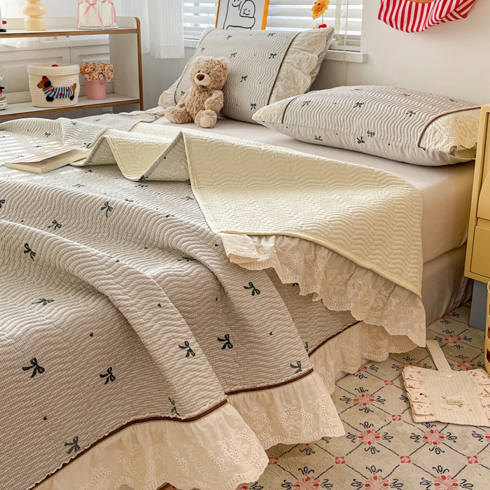 91家纺网 家纺一手货源 找家纺 岚吉家纺 2026年新款A类法式全棉花边床盖三件套四件套 星辰