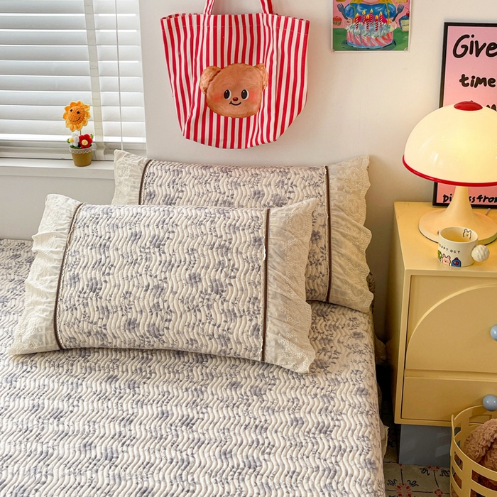 91家纺网 家纺一手货源 找家纺 岚吉家纺 2026年新款A类法式全棉花边床盖三件套四件套 羽兮